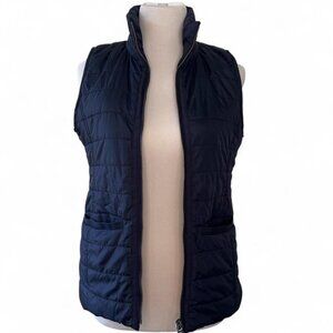 Banana Republic Quilted Vest XS Navy Blue Zip Puffer Warm Minimalist Outdoor